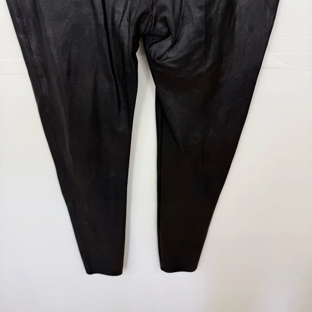 SPANX Black High-Rise Faux Leather Metallic Women's Leggings E4